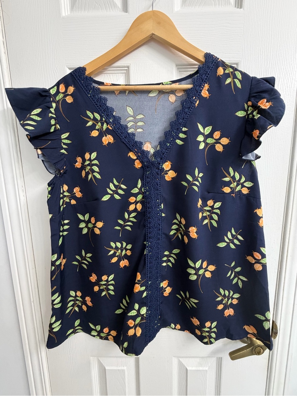 SHEIN Curve Floral Ruffle Blouse 1XL Cottagecore Boho Romantic Feminine NWOT